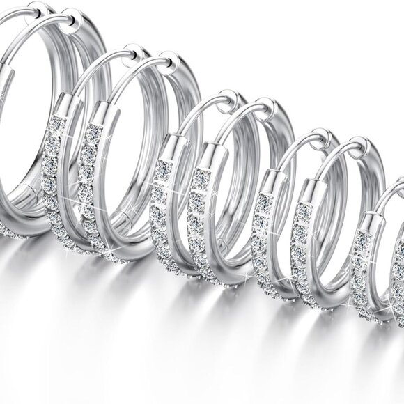 5Pairs 14K Gold Hoop Earrings for Women & Men 316L Hypoallergenic Stainless Stee - Picture 1 of 8